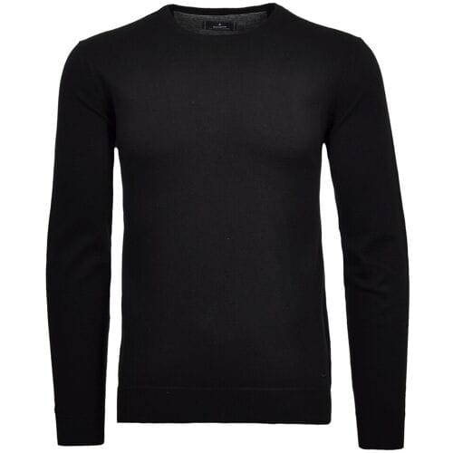Ragman Trui Supersoft Knit Pullover Knitted Elbow Patches Zwart / male