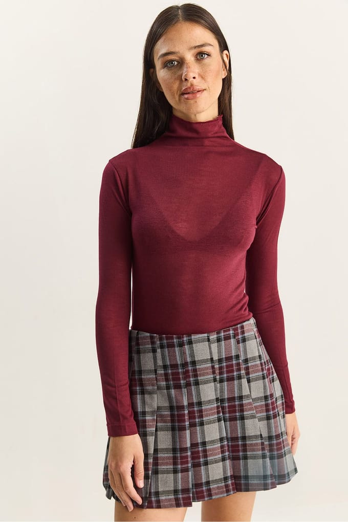 Fitted Lange Mouw Turtleneck Blouse