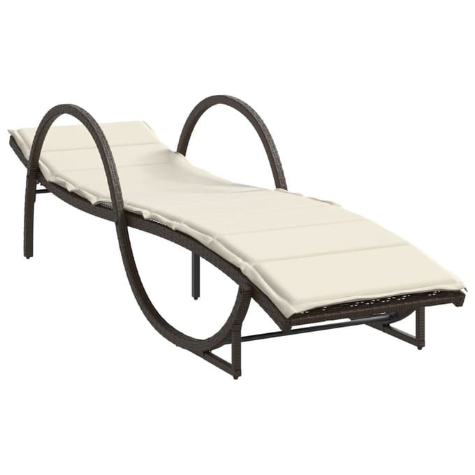 vidaXL - Ligstoelen - 2 - st - met - kussens - poly - rattan - bruin