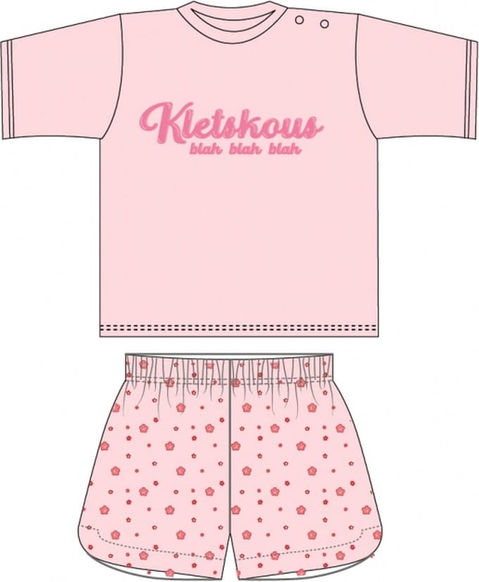 Fun2Wear - Shortama Kletskous - Roze - Maat 128 -