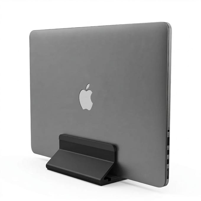 Mastersøn Verticale Laptop Standaard - Verstelbaar - Aluminium - Ruimtebesparend - Zwart