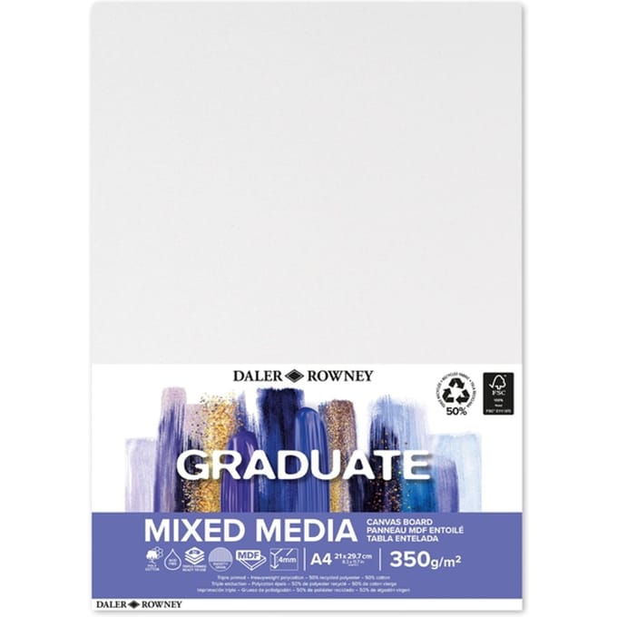 Canvasboard Daler-Rowney Graduate mixed media A4 wit
