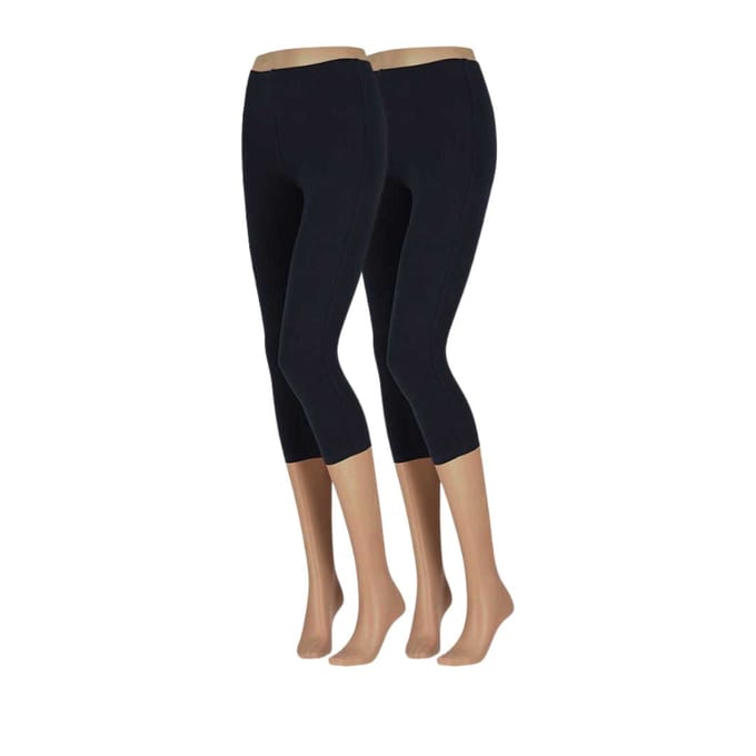 Katoenen Dames Legging - Capri - 2-Pack - Marine blauw / S/M