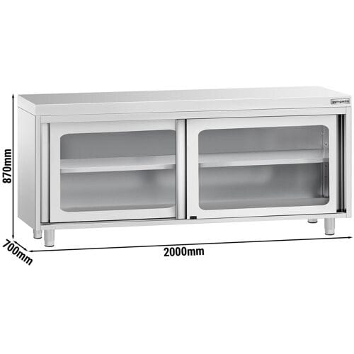 GGM Gastro Edelstahl Arbeitsschrank PREMIUM - 2000x700mm - mit Glasschiebetür