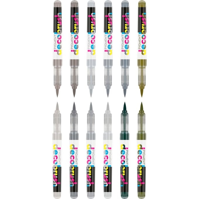 Karin - Pigment DecoBrush Acrylmarkers  - set van 12 - Grey Colors