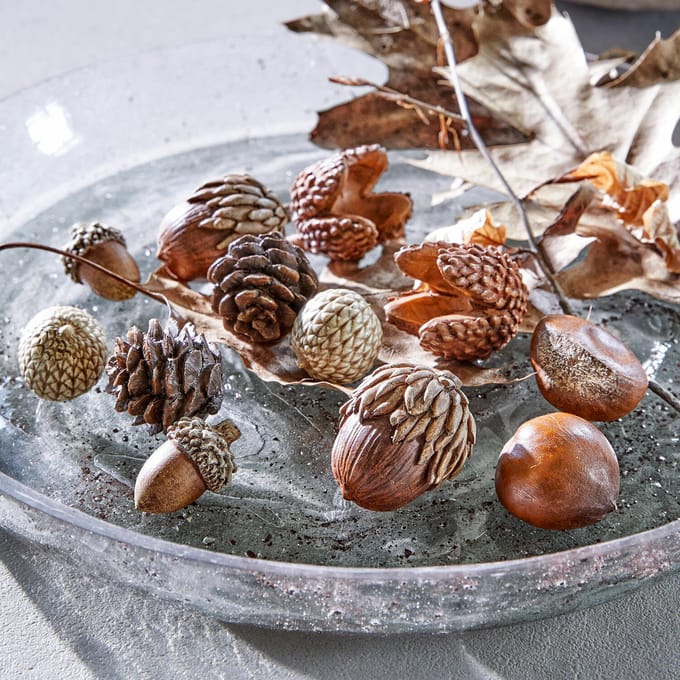 LOBERON Herfstdecoratie set van 12 Vibius bruin