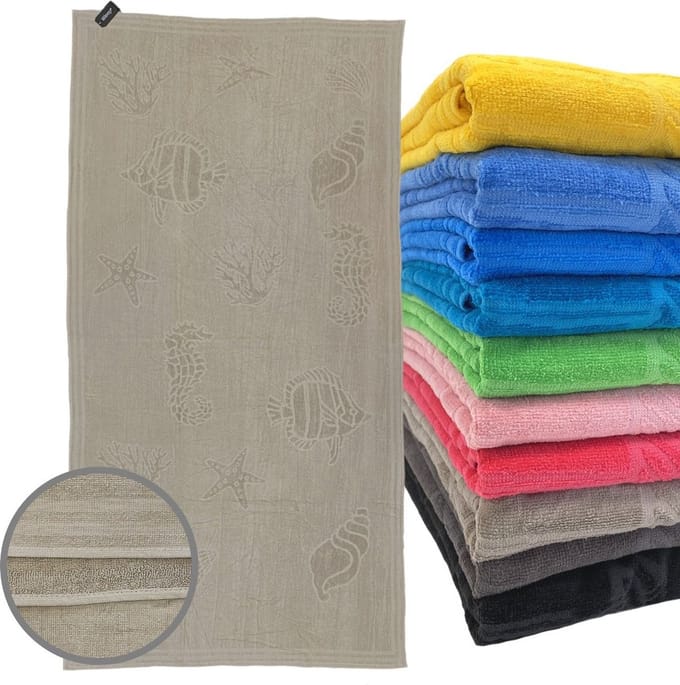 iSleep Strandlaken Schelp - 100% Katoen - Extra Groot - 100x200 cm - Taupe