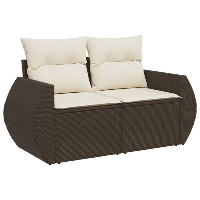 vidaXL - 5-delige - Loungeset - met - kussens - poly - rattan - bruin
