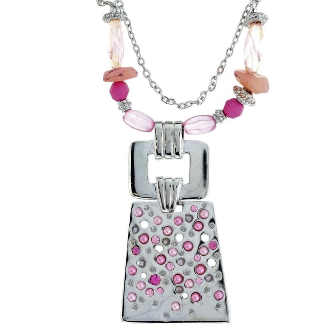 Behave - Zilverkleurige ketting met roze hanger - Creatieve trendlook