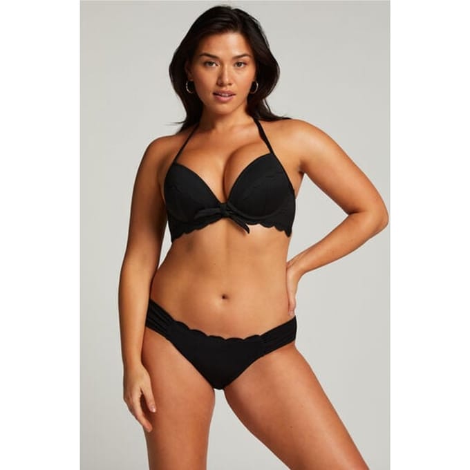 Hunkemöller  - Maat L - Dames Badmode Bikinibroekje Scallop - Zwart
