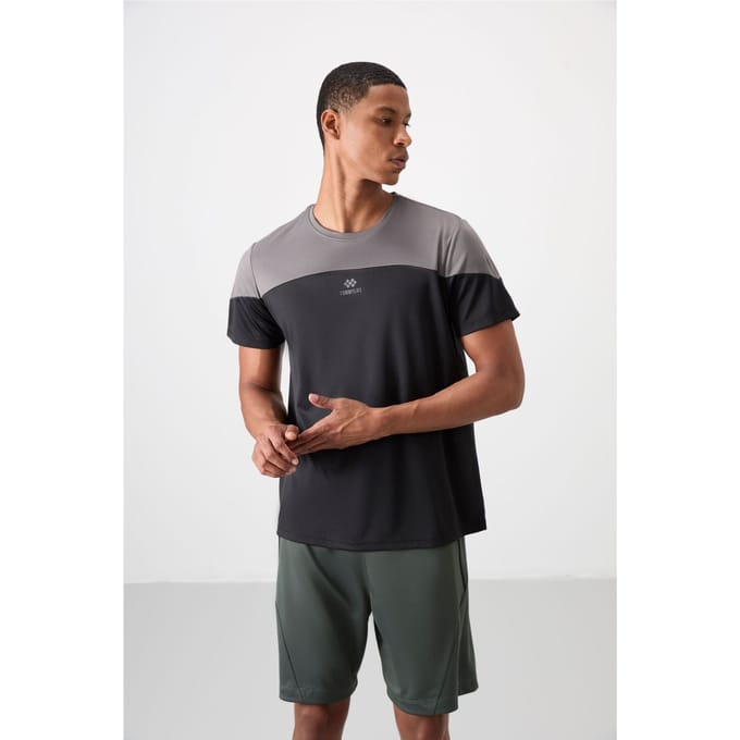 Heren T-shirt met kleurafwisseling en ronde hals