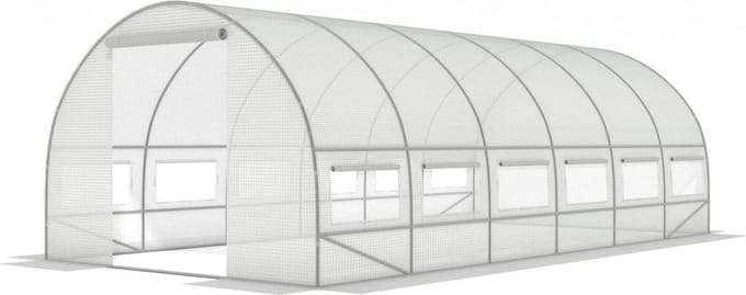 Tunnelkas - met ramen - 600x300x200 cm - wit
