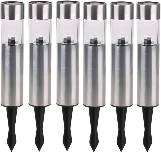 Sunnydays Tuinlampen / prikspot Solar Solento - 8x - zilver - RVS - waterbestendig - 30 cm
