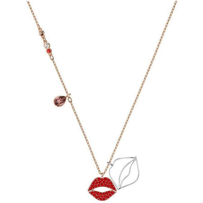 Swarovski Rode Lip Hanger Ketting Damesketting Roségoud 5409468 Box (Random Color) white