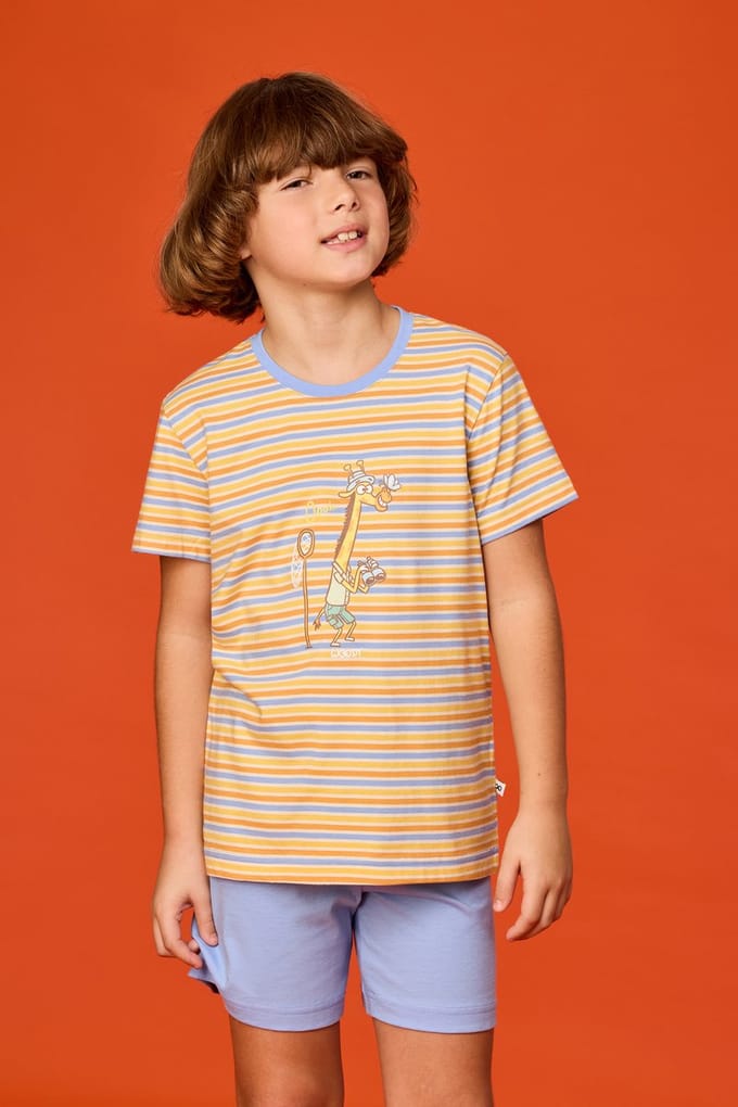Woody - Jongens-Heren pyjama - Geel gestreept - S