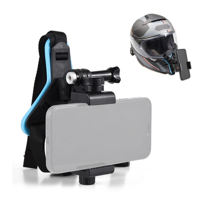 Helmcamerahouder Helmhouder voor actiecamera met adapter Mobiele telefoonclip Compatibel blauw