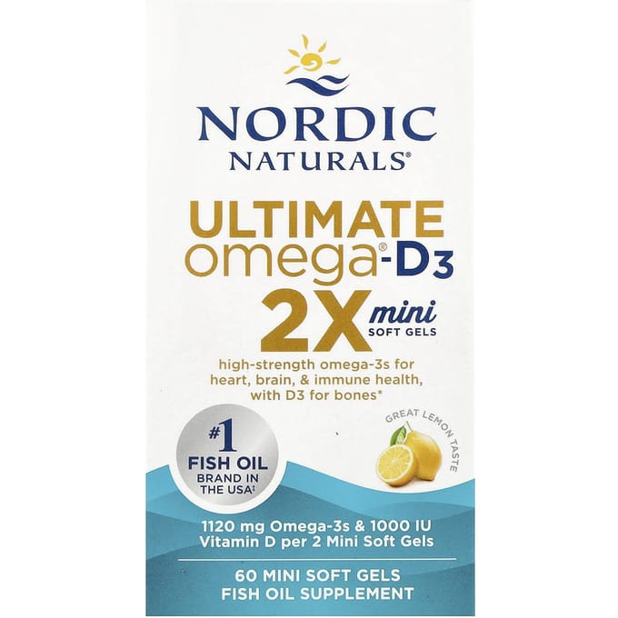 Ultimate Omega®-D3 2X, Citroensmaak, 60 Mini Softgels