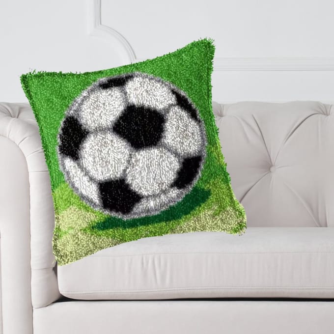 Smyrna kussen DIY Kit, Knoop je eigen kussen Latch hook, telpatroon, 43x43cm, voetbal, cadeau, creatief