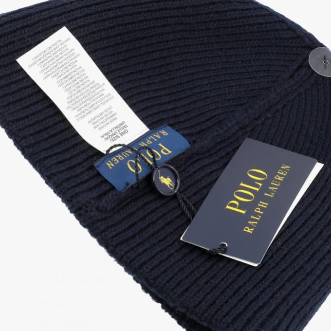 Polo Ralph Lauren Effen Denim Beer Gebreide Muts Pc1463 433 PC1463-433 black