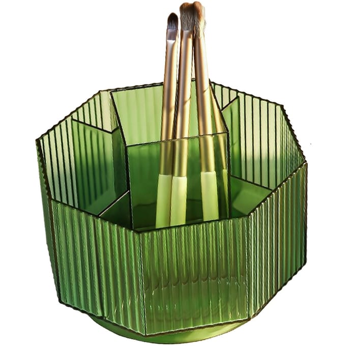 Make-up Kwast Organizer 360 Graden Roterend Compartiment Grote Capaciteit Plastic Bureauwenkbrauw groen
