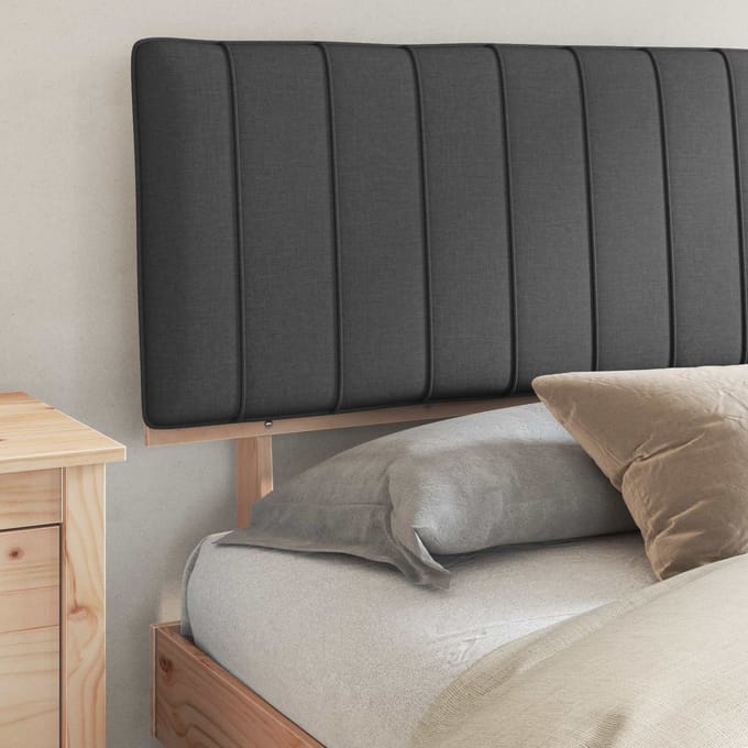 vidaXL - Bedframe - met - Gevoerde - Hoofdbord - Donkergrijs - 180 - x - 200 - cm