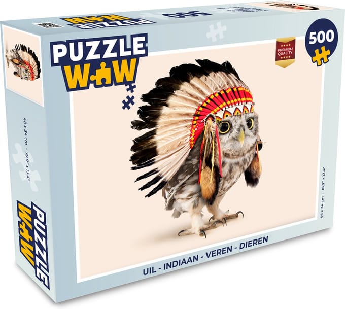 Puzzel Uil - Indiaan - Veren - Dieren - Legpuzzel - Puzzel 500 stukjes