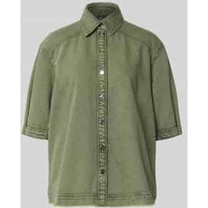 Jeansblouse met franjeszoom en 1/2-mouw