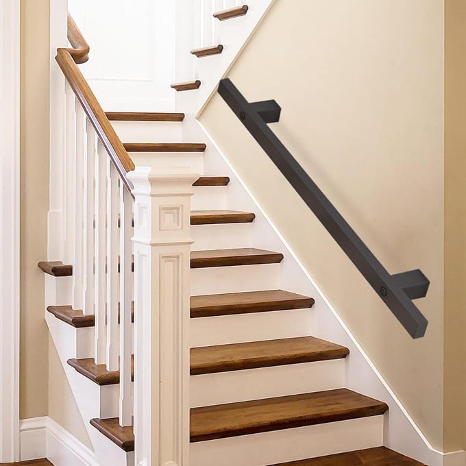 Trapleuning - Muursteun Balustrade - Veilig Traplopen - Smeedijzeren Stevigheid - 480cm Lengte - Zwart