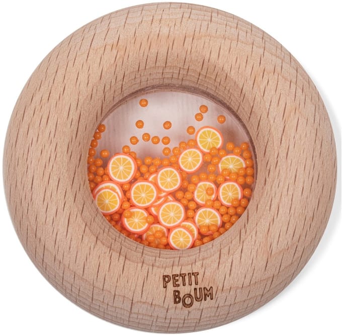 Petit Boum - Sensorische rammelaar donut, fruit - Oranje