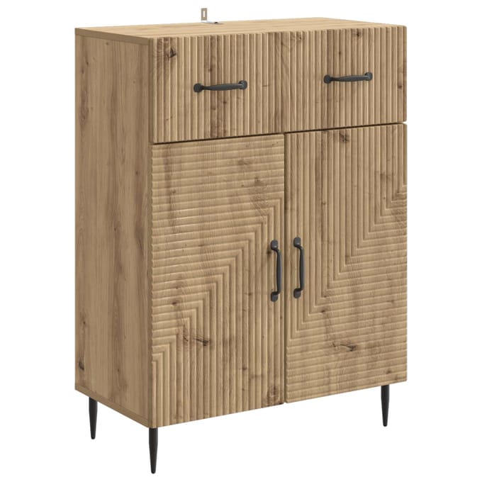 vidaXL - Dressoir - Artisanaal - eiken - 66 - x - 34,5 - x - 89,5 - cm - Bewerkt - hout