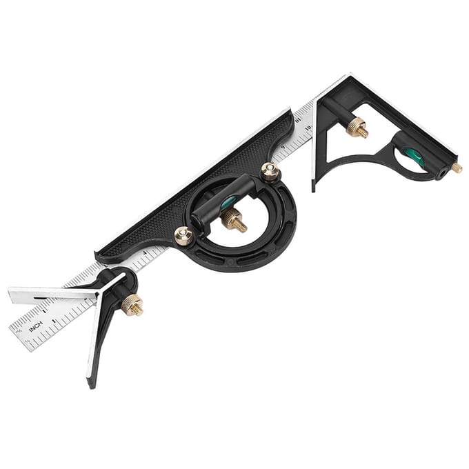 Règle d'angle en acier inoxydable 0,180 degrés, équerre combinée, rapporteur 0,01, outil de mesure black