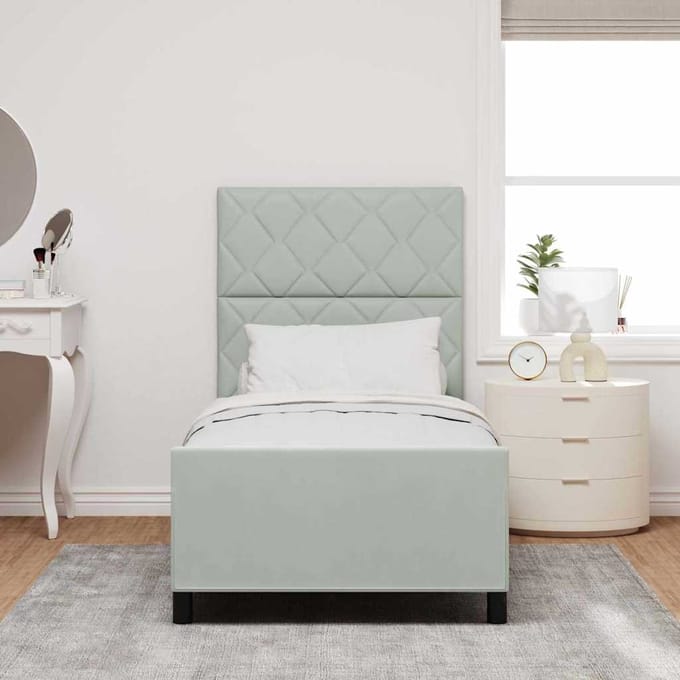 vidaXL - Boxspring - bed - met - hoofdeinde - Lichtgrijs - 90 - x - 200 - cm - Fluweel