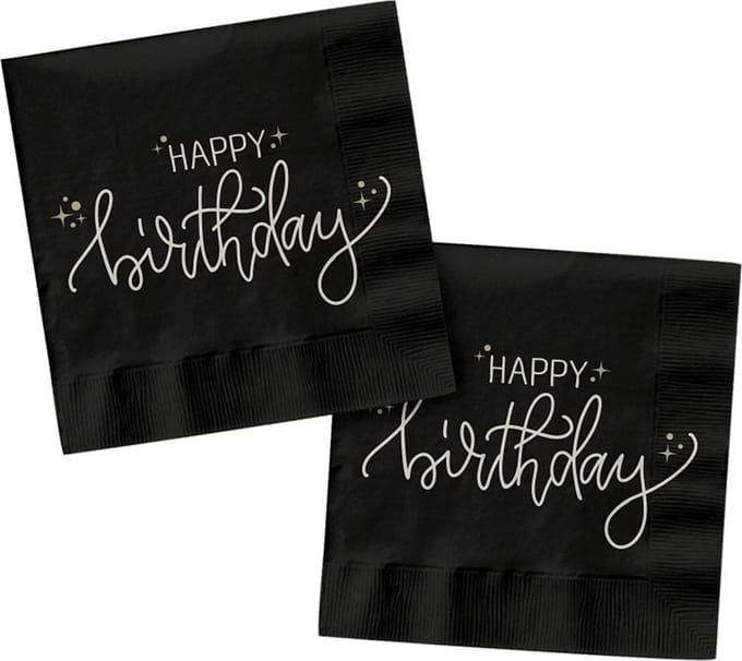 Folat - Servetten - Crème noir happy birthday - 20 stuks