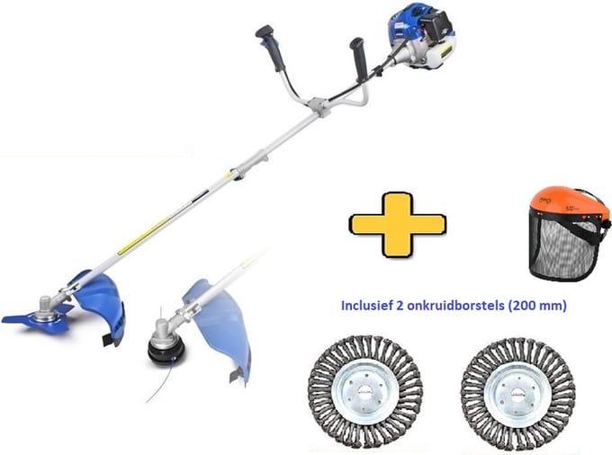 Borg Krachtige 52cc benzine bosmaaier + 2 onkruidborstels - 3 in 1 tuinmachine