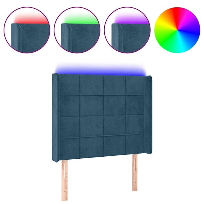 vidaXL - Hoofdbord - LED - 103x16x118/128 - cm - fluweel - donkerblauw