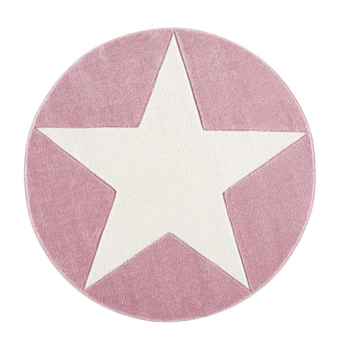 Livone - Kindervloerkleed Happy Rugs Star Rond - Roze Ø 133 cm