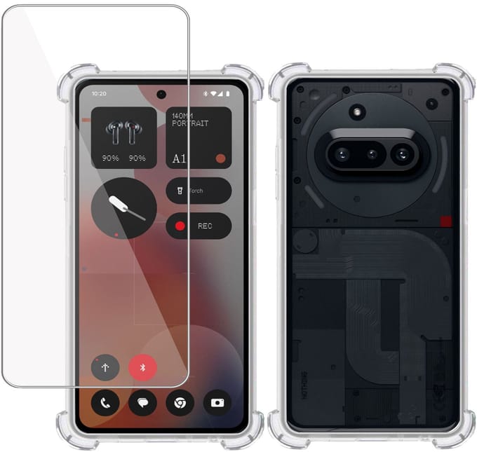 TechNow Hoesje + Screenprotector geschikt voor Nothing Phone (3a) – Hoesje Screenprotector - Tempered Glass - Extreme Shock Case Transparant