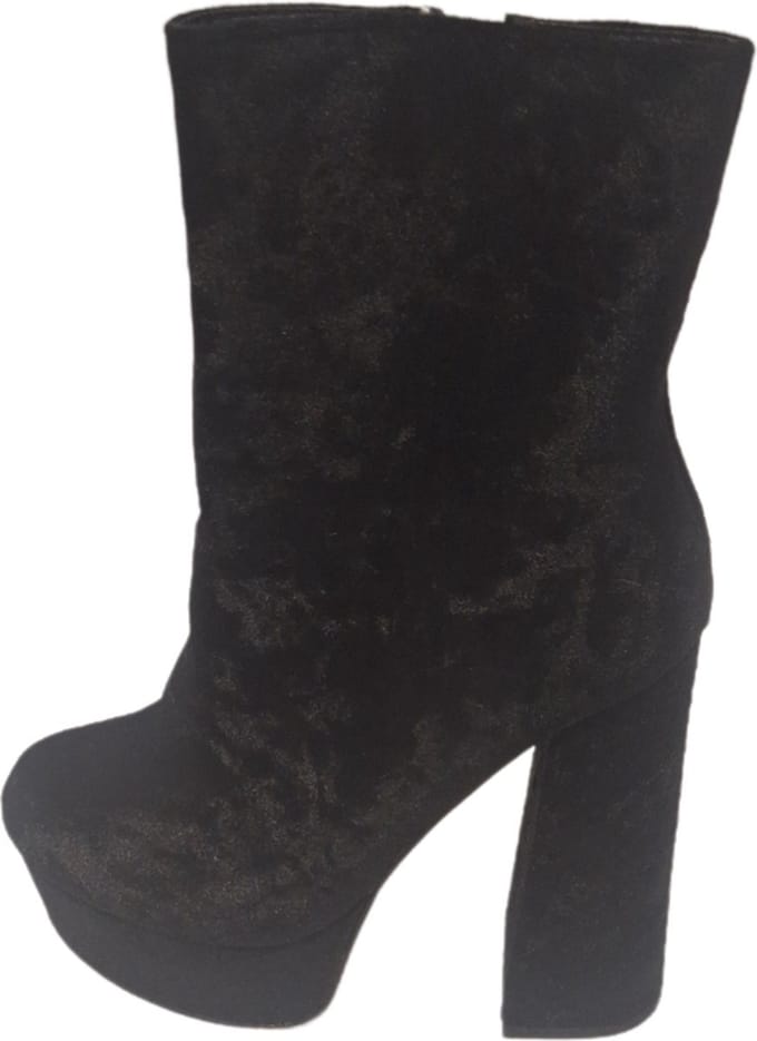 BELLAMICA-VELOUR-LAARS-BLACK-HAK 12 CM-PLATEAU 4 CM-SIZE 36