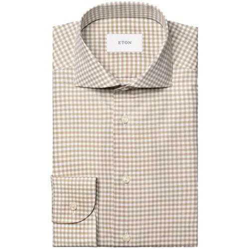 Eton Overhemd Check Signature Oxford Shirt Beige / male