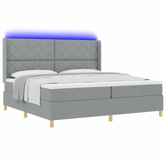vidaXL - Boxspring - bed - met - hoofdeinde - Lichtgrijs - 200 - x - 200 - cm - Stof