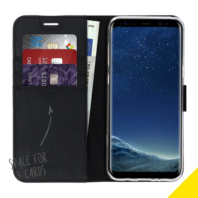 Accezz Hoesje - Geschikt voor Samsung Galaxy S8 Plus - Wallet Softcase Bookcase - Zwart