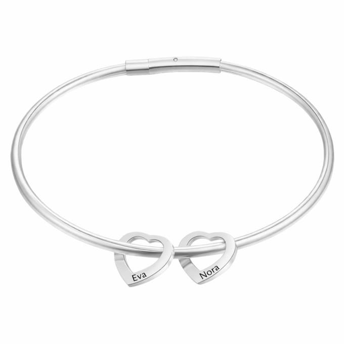 Bangle met 2 Hartjes Goud