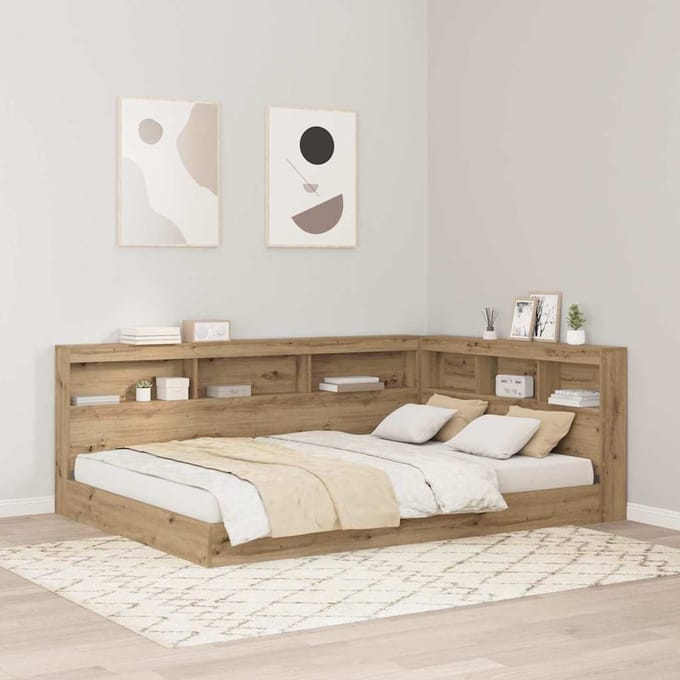 vidaXL - Opberghoofdbord - Artisan - Eiken - Bewerkt - hout