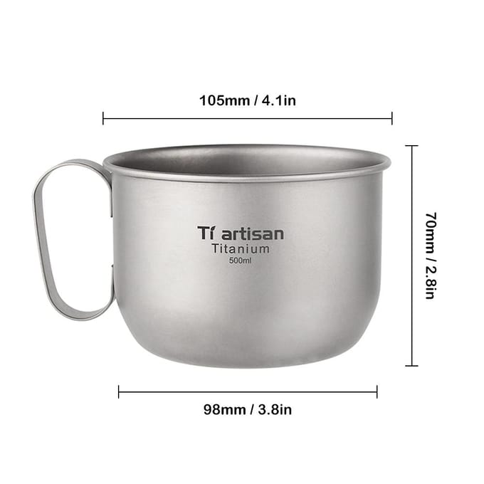 500 ml titanium waterbeker koffiemok buiten kamperen wandelen backpacken green