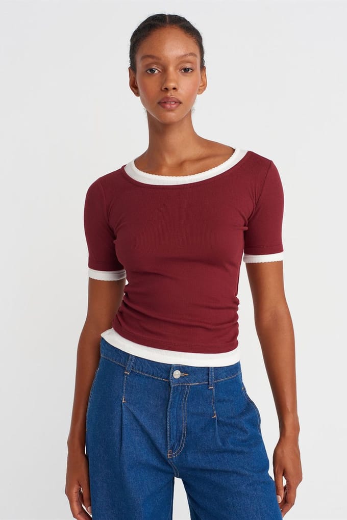 Dames Cropped Slim-Fit T-Shirt met Ronde Hals