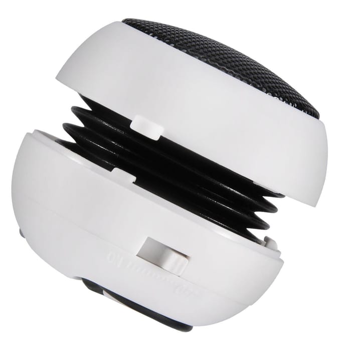 Mini haut-parleur portable de voyage 3,5 mm avec batterie intégrée pour téléphone portable, MP3, PC, blanc noir