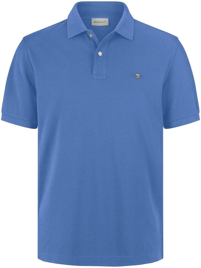 Gant Polo Fine Shield Short Sleeve Piqué Uni Perfect Blue / male