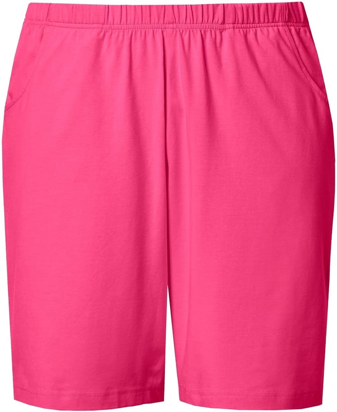 Ulla Popken - Dames - Jersey shorts zakken elastische tailleband - Magenta roze - Maat 58+