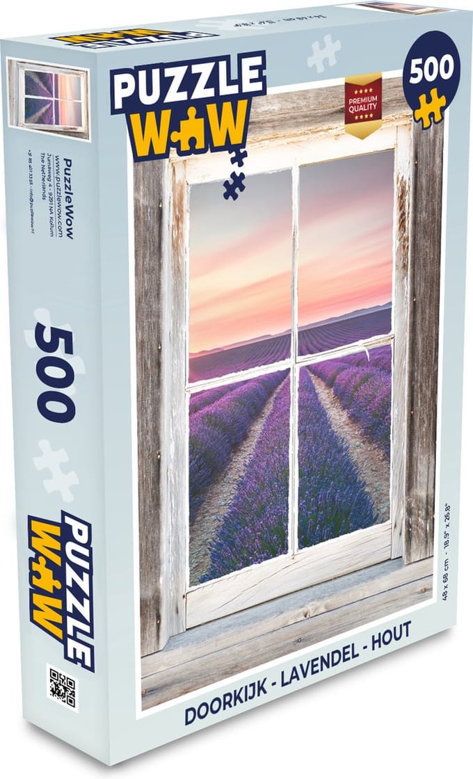 Puzzel Doorkijk - Lavendel - Hout - Legpuzzel - Puzzel 500 stukjes