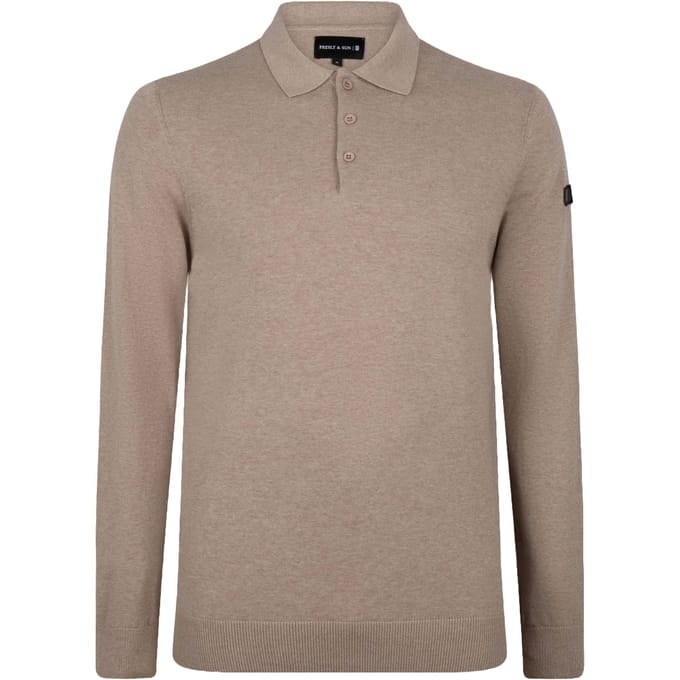 Presly & Sun Trui Brad Long Sleeve Knitted Polo Beige